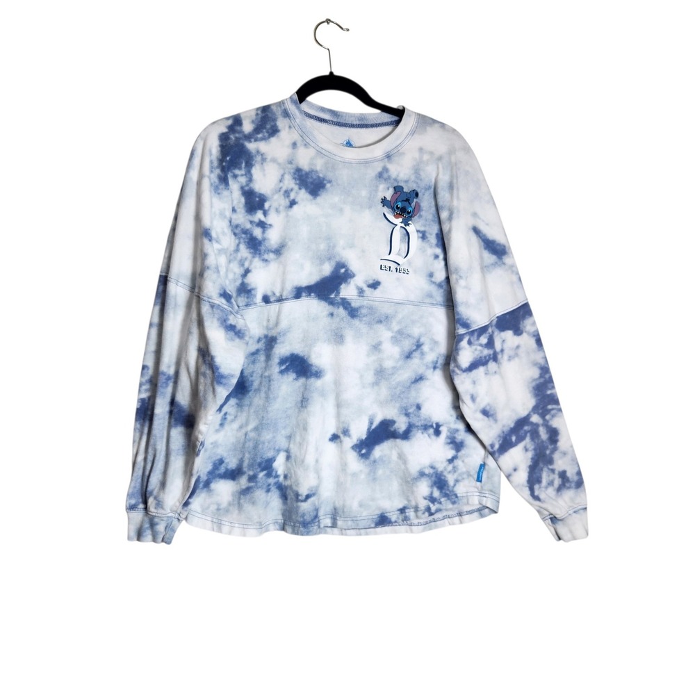 Disney Spirit Jersey Stitch Disneyland Resort Blue Tie Dye Long Sleeve Shirt L